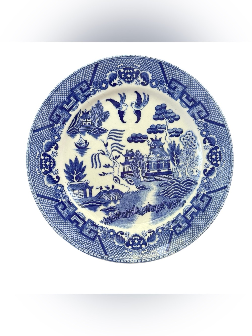Vintage Blue Willow Pattern Porcelain Plate Made in Japan